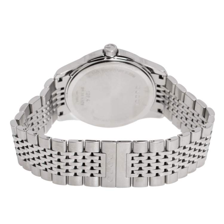 Pre Owned Gucci Black Stainless Steel Diamond G-Timeless 126.4 Men's Wristwatch 38 mm