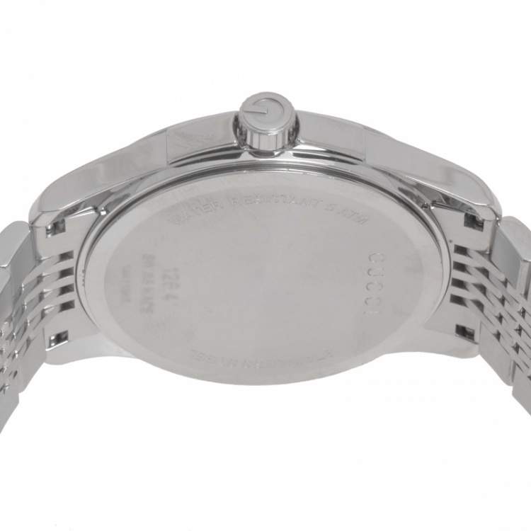 Pre Owned Gucci Black Stainless Steel Diamond G-Timeless 126.4 Men's Wristwatch 38 mm