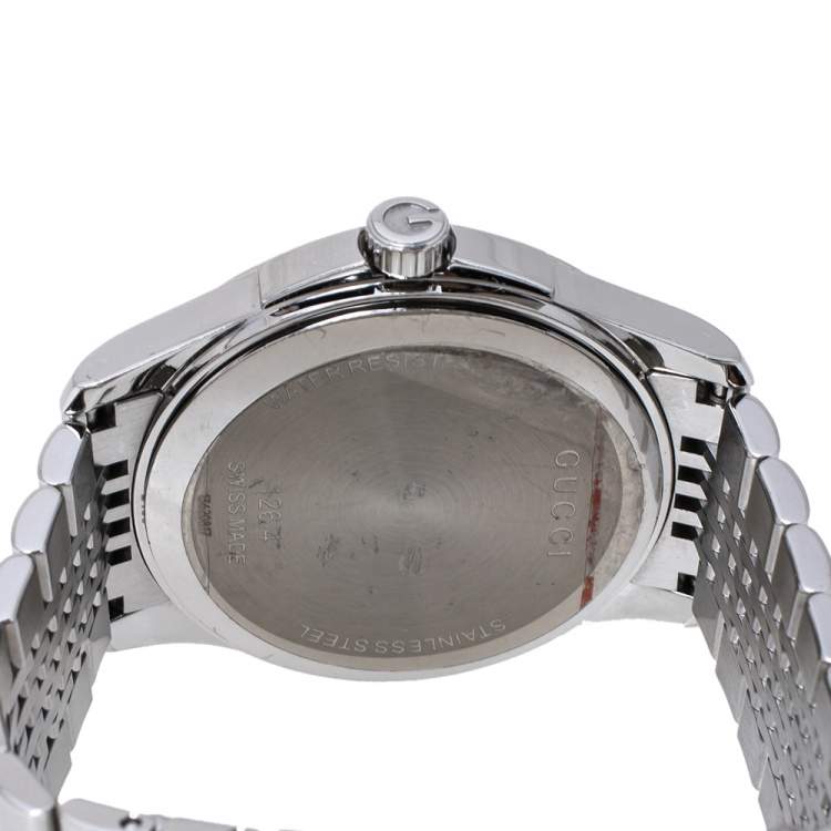 Pre Owned Gucci Brown Stainless Steel G-Timeless 126.4 Men's Wristwatch 38 MM