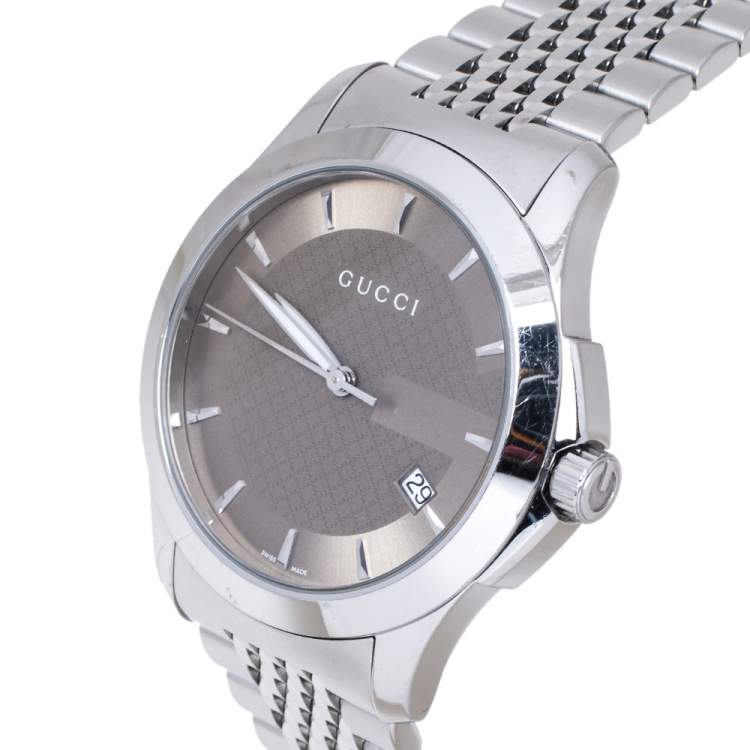 Gucci Brown Stainless Steel G-Timeless 126.4 Men's Wristwatch 38