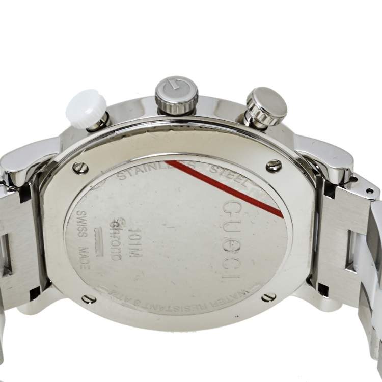 Pre Owned Gucci White Ceramic & Stainless Steel G Chrono 101M Men's Wristwatch 42 mm