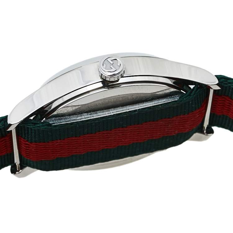 Pre Owned Gucci Multicolor Stainless Steel Web G-Timeless YA1264060 Men's Wristwatch 38 mm