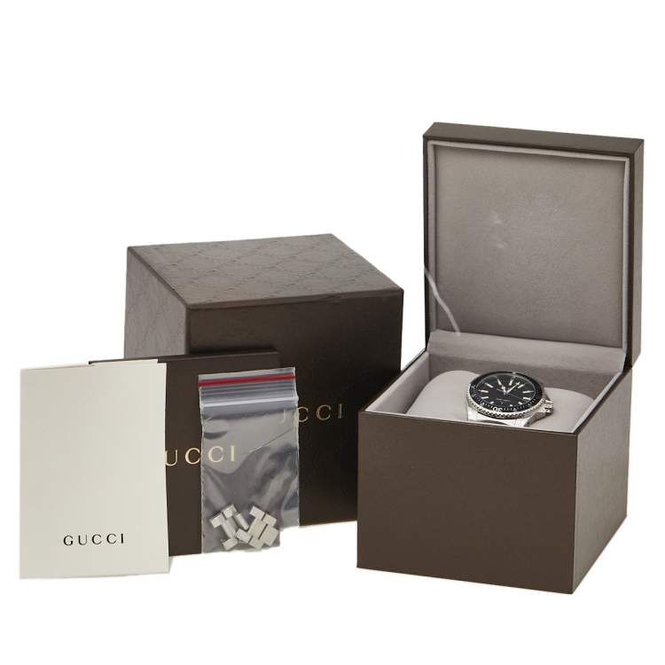 Pre Owned Gucci Black Stainless Steel Dive YA136301 Men's Wristwatch 40 mm