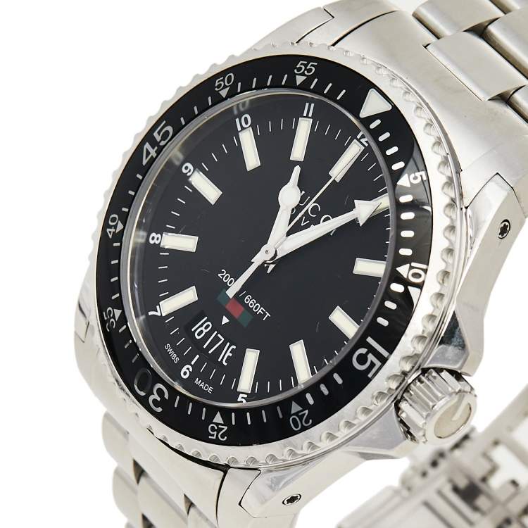 Gucci Black Stainless Steel Dive YA136301 Men's Wristwatch 40 mm Gucci ...
