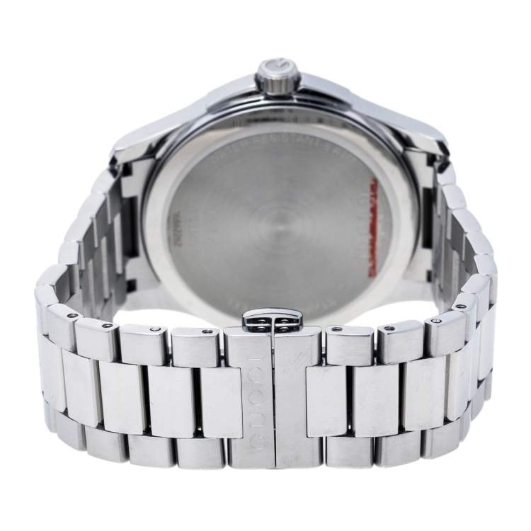 Pre Owned Gucci Silver Grey Stainless Steel G-Timeless 126.4 Men's Wristwatch 38 mm