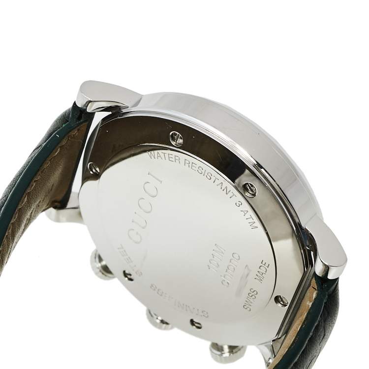 Pre Owned Gucci Grey Stainless Steel & Leather 101M G-Chrono Men's Wristwatch 44 mm