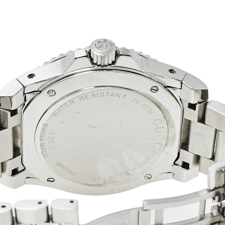 Pre Owned Gucci Black Stainless Steel Dive 136.2 Men's Wristwatch 45 mm