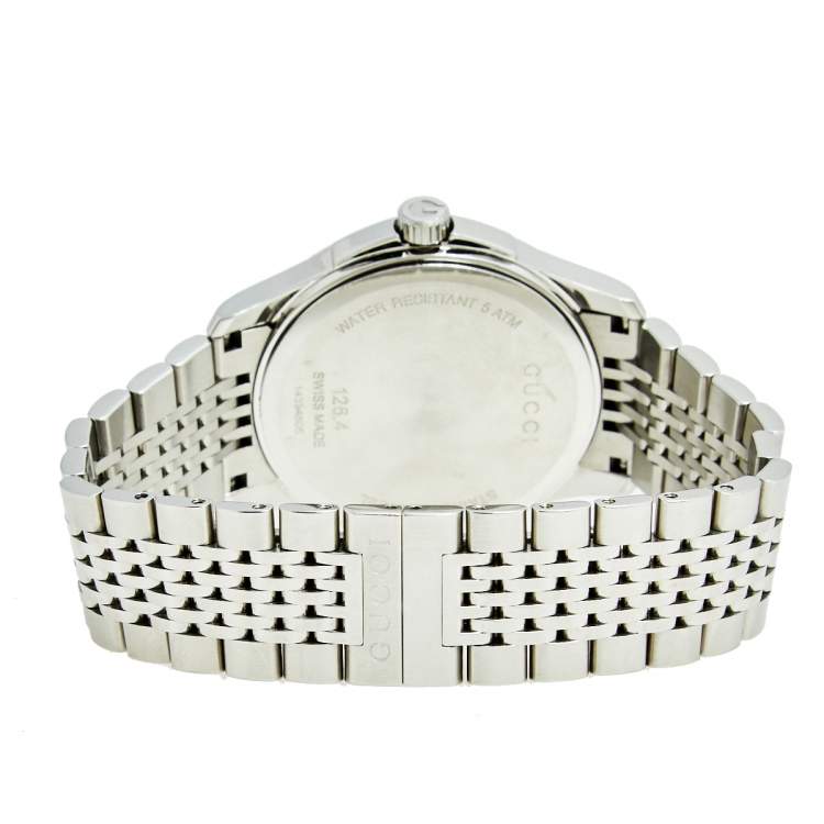 Pre Owned Gucci Silver Stainless Steel G-Timeless 126.4 Men's Wristwatch 38 mm