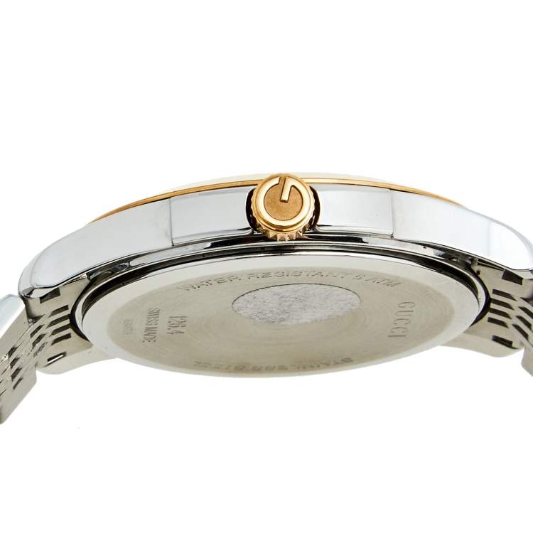 Pre Owned Gucci Black Two Tone Stainless Steel G-Timeless 126.4 Men's Wristwatch 38 mm