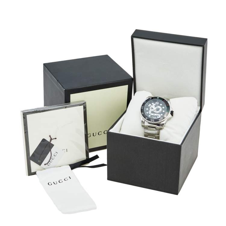 Pre Owned Gucci Black Stainless Steel Dive 136.2 Men's Wristwatch 45 mm
