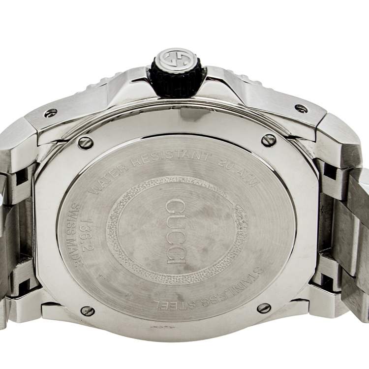 Pre Owned Gucci Black Stainless Steel Dive 136.2 Men's Wristwatch 45 mm