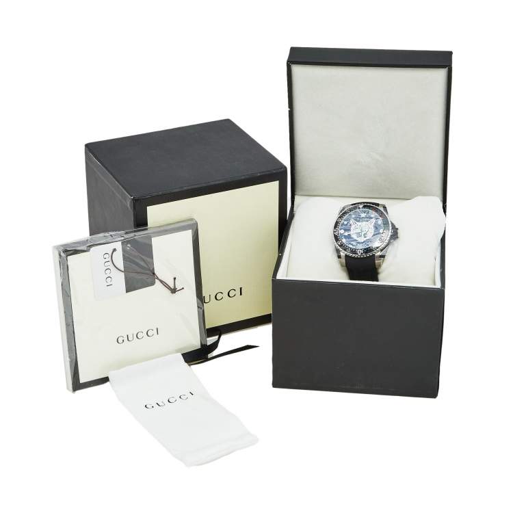 Pre Owned Gucci Black Stainless Steel Rubber Dive YA136320 Men's Wristwatch 40 mm