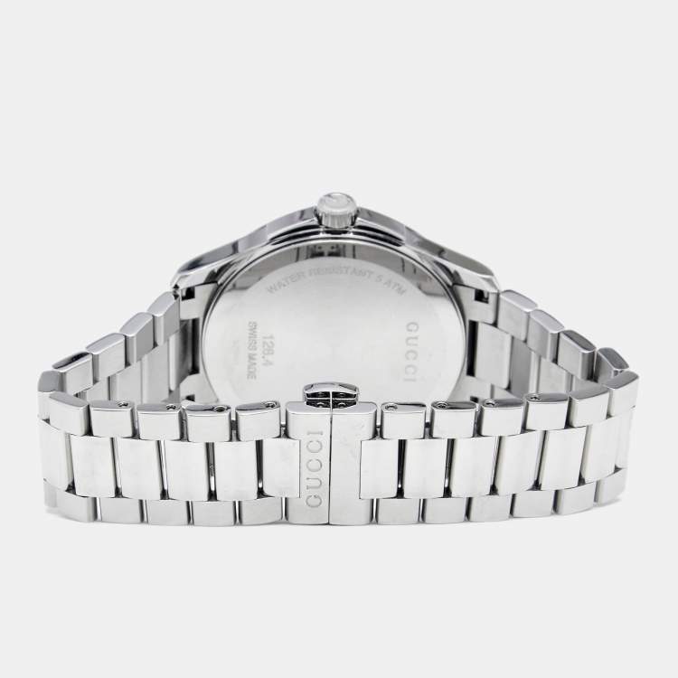 Pre Owned Gucci Silver Grey Stainless Steel G-Timeless YA126441 Men's Wristwatch 38 mm