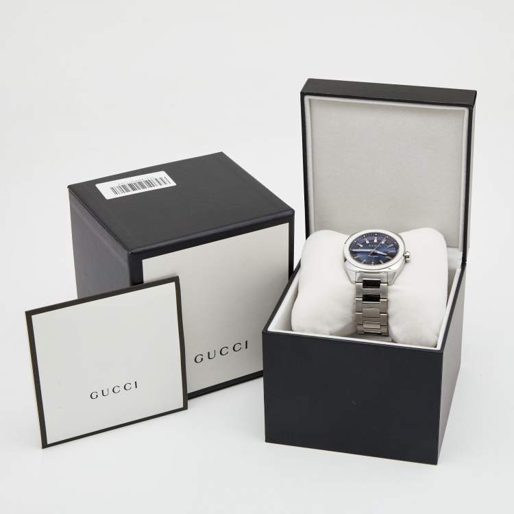Pre Owned Gucci Blue Stainless Steel GG2570 Series YA142303 Men's Wristwatch 40 mm