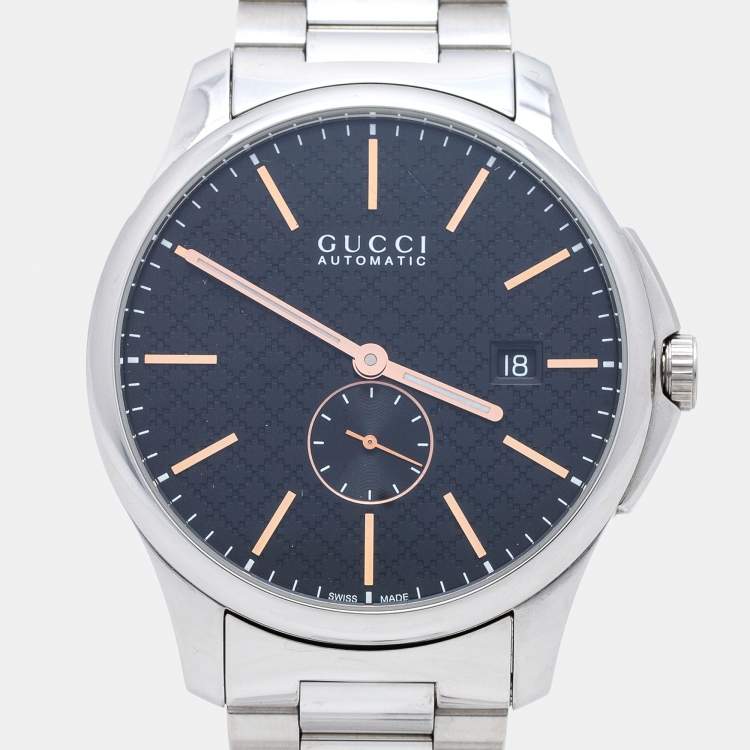 Pre Owned Gucci Black Stainless Steel G-Timeless YA126312 Men's Wristwatch 40 mm 