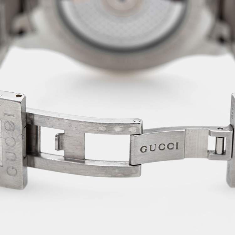 Pre Owned Gucci Black Stainless Steel G-Timeless YA126312 Men's Wristwatch 40 mm 