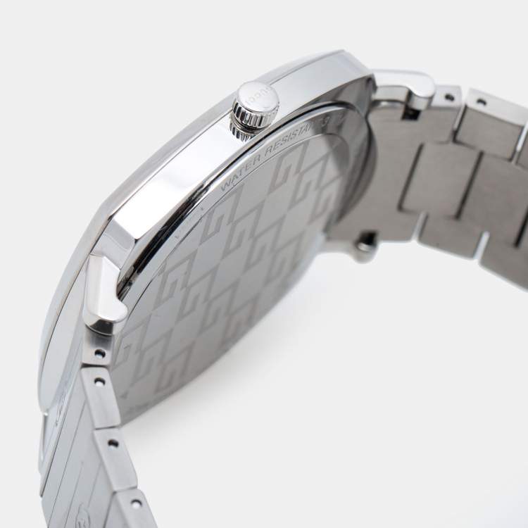 Pre Owned Gucci Silver Stainless Steel Grip YA157410 Men's Wristwatch 38 mm