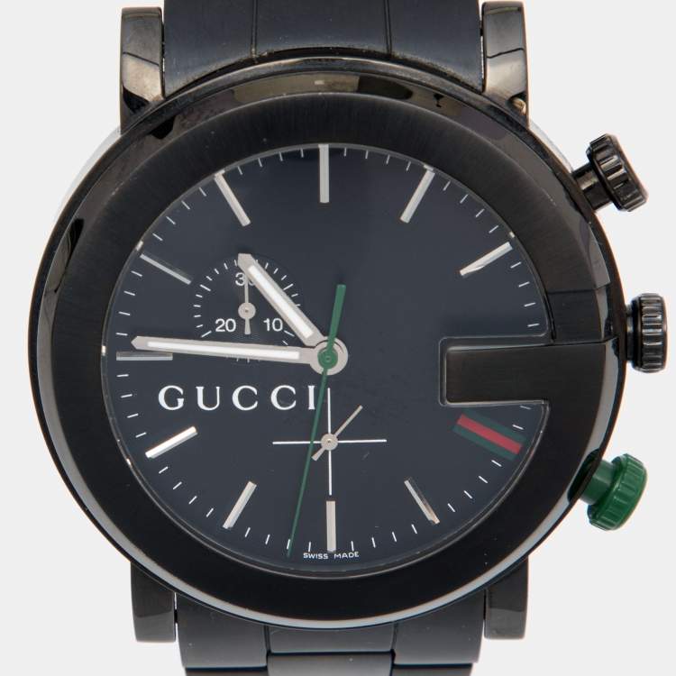 Pre Owned Gucci Black PVD Coated Stainless Steel G-Chrono YA101331 Men's Wristwatch 44 mm