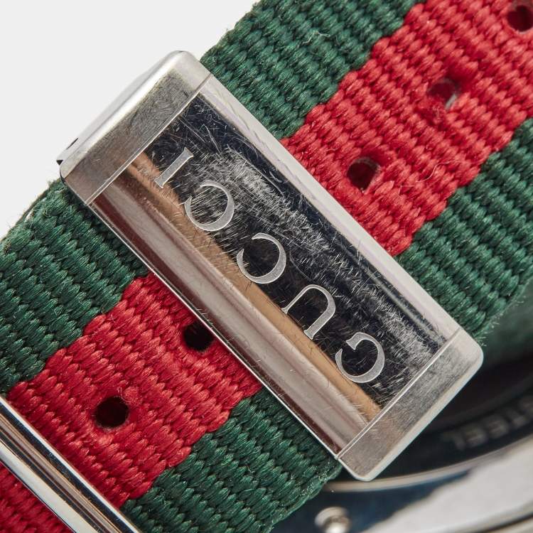 Pre Owned Gucci Black Stainless Steel Nylon Dive YA136206 Men's Wristwatch 45 mm
