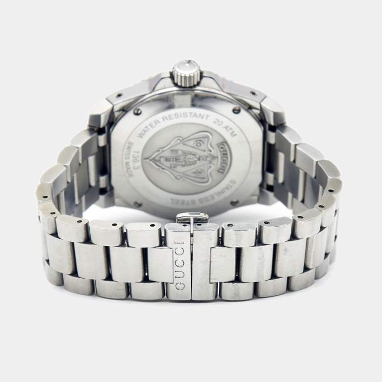 Pre Owned Gucci Black Stainless Steel Dive YA136301 Men's Wristwatch 40 mm
