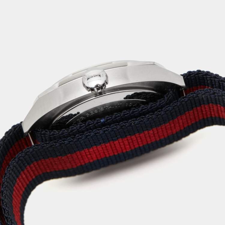 Pre Owned Gucci Blue Stainless Steel Nylon GG2570 Series YA142304 Men's Wristwatch 41 mm