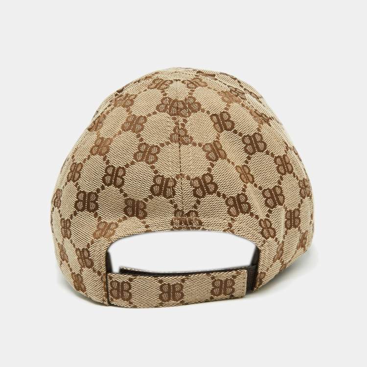 Pre Owned Gucci x Balenciaga Beige Monogram Jacquard Hacker Project Cap 