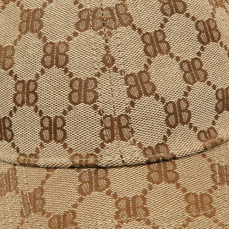 Pre Owned Gucci x Balenciaga Beige Monogram Jacquard Hacker Project Cap 