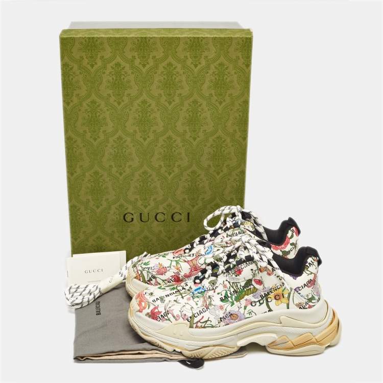 مملوكة مسبقًا Gucci x Balenciaga Multicolor Floral Print Leather The Hacker Project Triple S Sneakers Size 40