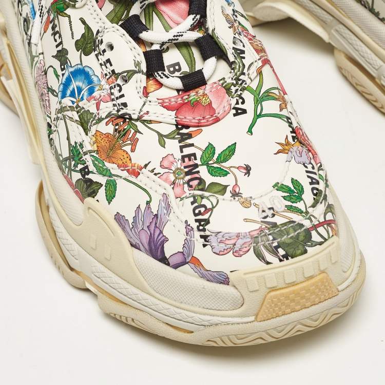 مملوكة مسبقًا Gucci x Balenciaga Multicolor Floral Print Leather The Hacker Project Triple S Sneakers Size 40