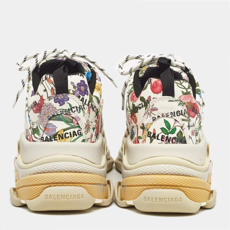 مملوكة مسبقًا Gucci x Balenciaga Multicolor Floral Print Leather The Hacker Project Triple S Sneakers Size 40