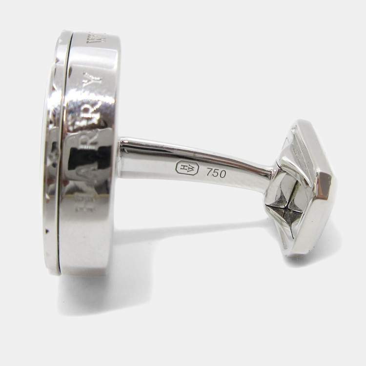 Pre Owned Harry Winston Ocean Cufflinks 750WG 33g Silver Shuriken