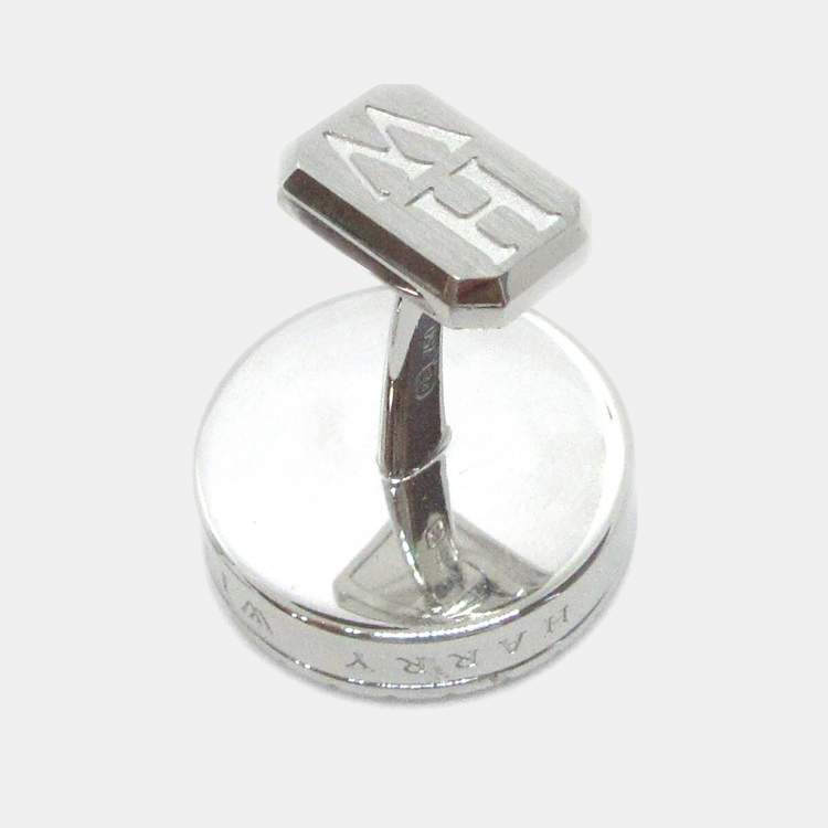 Pre Owned Harry Winston Ocean Cufflinks 750WG 33g Silver Shuriken