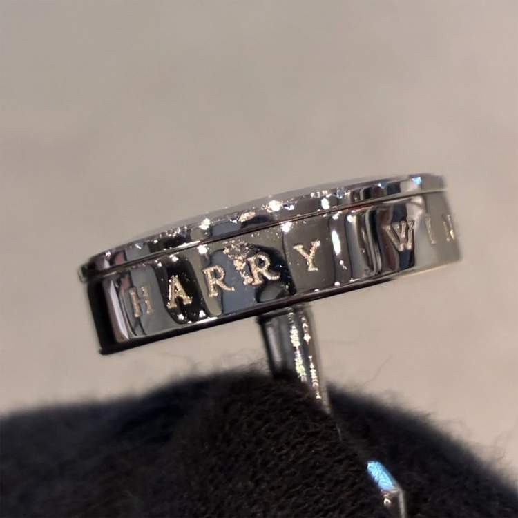 Pre Owned Harry Winston Ocean Cufflinks 750WG 33g Silver Shuriken