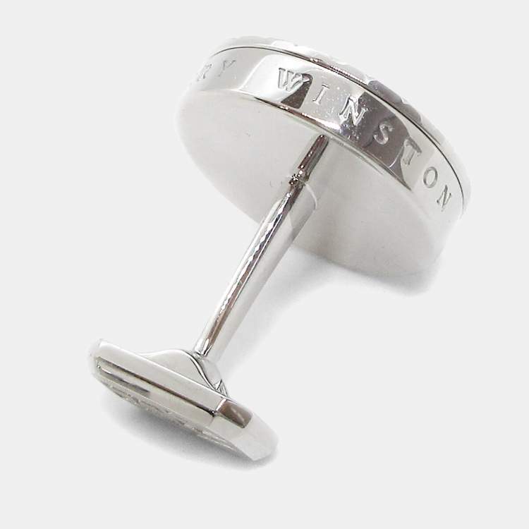 Pre Owned Harry Winston Ocean Cufflinks 750WG 33g Silver Shuriken