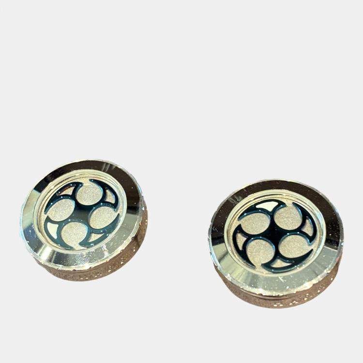 Pre Owned Harry Winston Ocean Cufflinks 750WG 33g Silver Shuriken