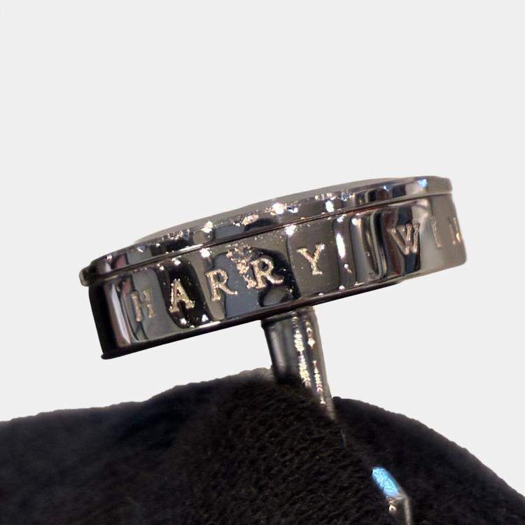 Pre Owned Harry Winston Ocean Cufflinks 750WG 33g Silver Shuriken