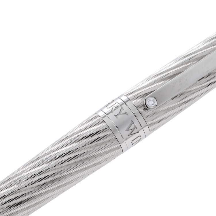 Pre Owned Harry Winston Textured Silver Tone Diamond Fountain Pen