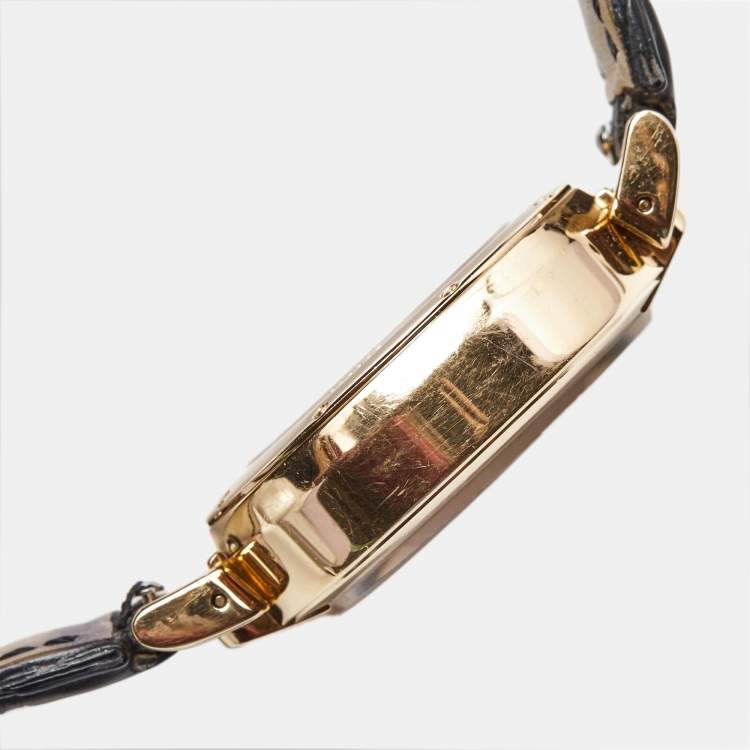 Pre Owned Harry Winston Blue Grey 18K Rose Gold Alligator Leather Premier Excenter 200/MCRA Retrograde Men's Wristwatch 39 mm