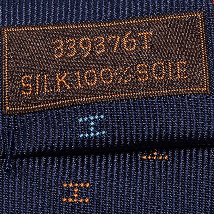 مملوكة مسبقًا Hermès Navy Blue Silk H Scintillant Tie