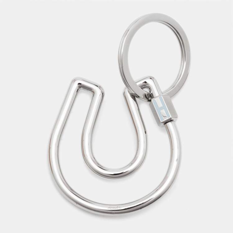 Pre Owned Hermès Fer a Cheval Enamel Stainless Steel Key Ring