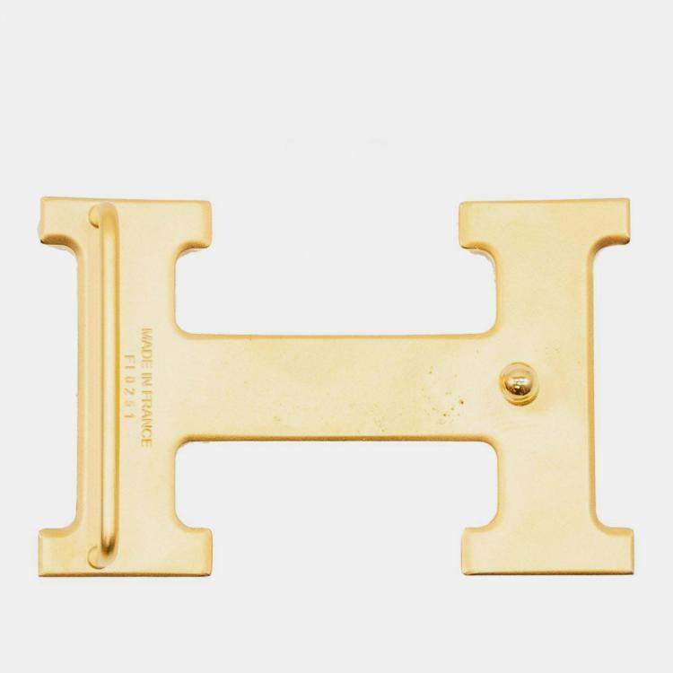 Pre Owned Hermes Noir/Etain Constance H Martelee Buckle with 32mm Reversible Belt in (sz 90)