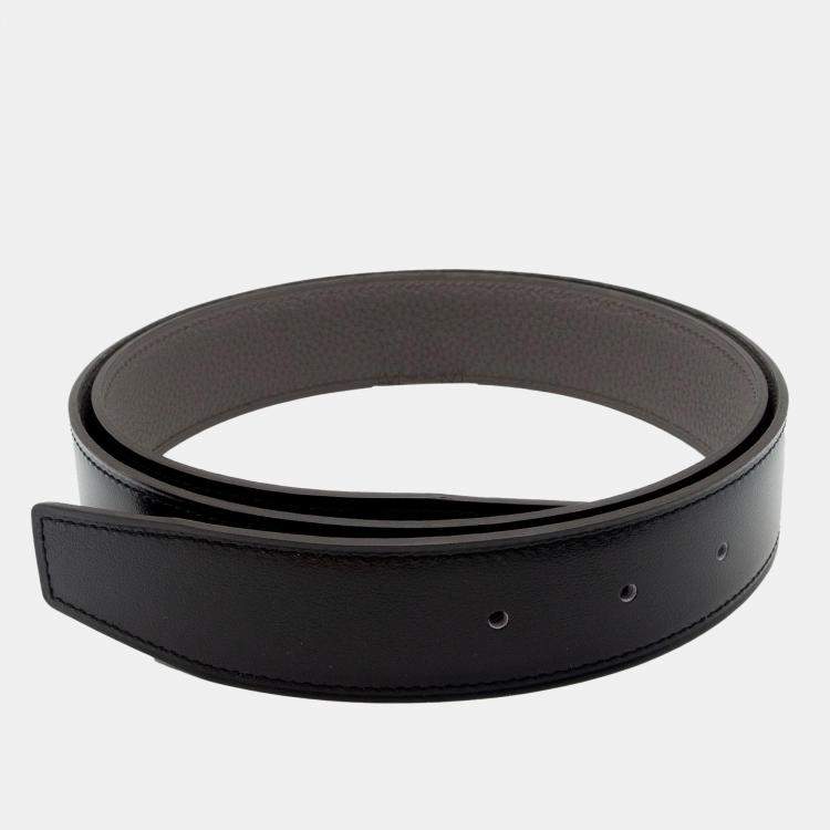 Pre Owned Hermes Noir/Etain Constance H Martelee Buckle with 32mm Reversible Belt in (sz 90)