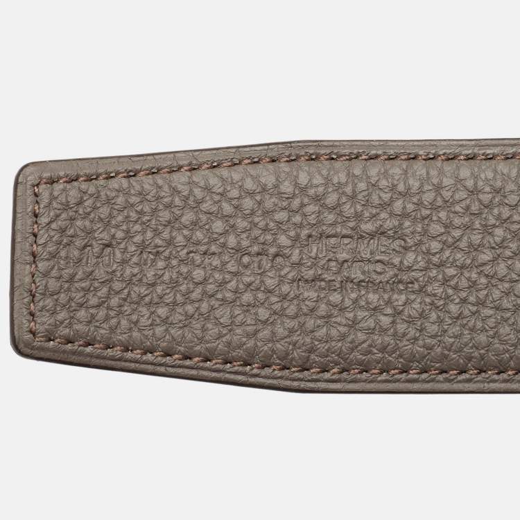 Pre Owned Hermes Noir/Etain Chamonix and Togo Leather Reversible Belt Strap 110 CM
