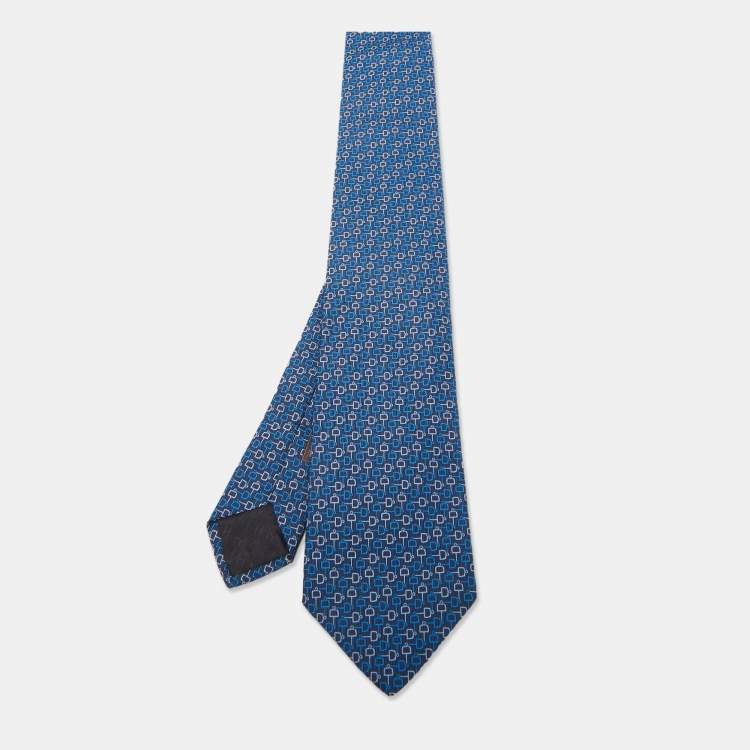 Hermès Tie Bleu Cravate Silk Lourde T Demi Moore Tie