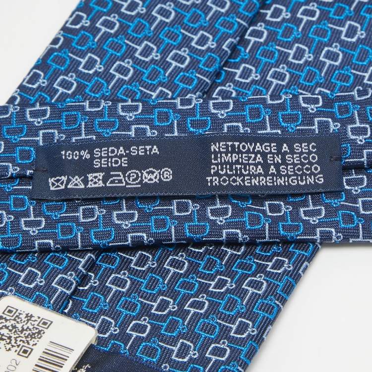 Pre Owned Hermès Tie Bleu Cravate Silk Lourde T Demi Moore Tie 