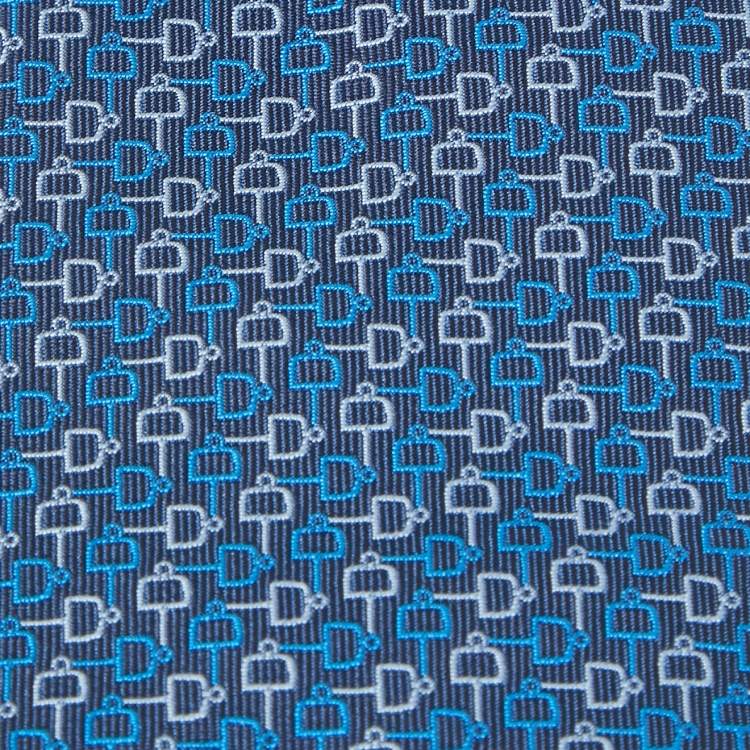 Pre Owned Hermès Tie Bleu Cravate Silk Lourde T Demi Moore Tie 
