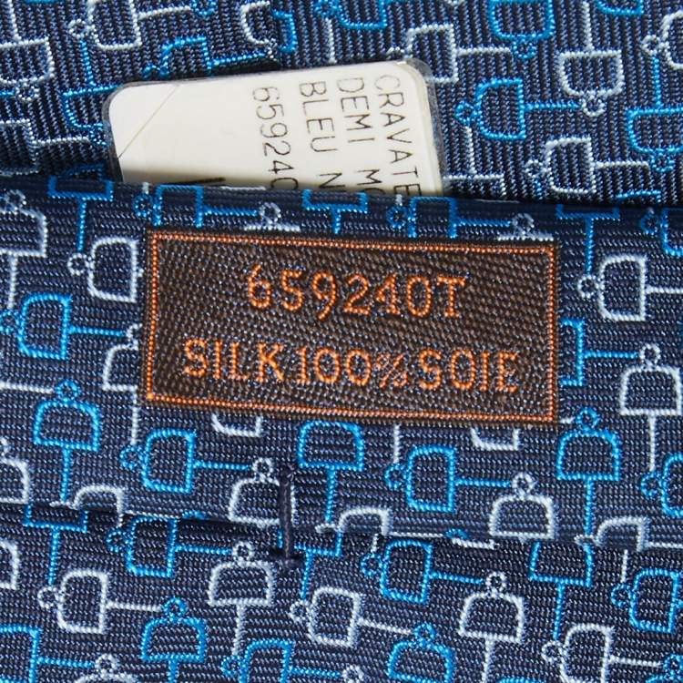 Pre Owned Hermès Tie Bleu Cravate Silk Lourde T Demi Moore Tie 