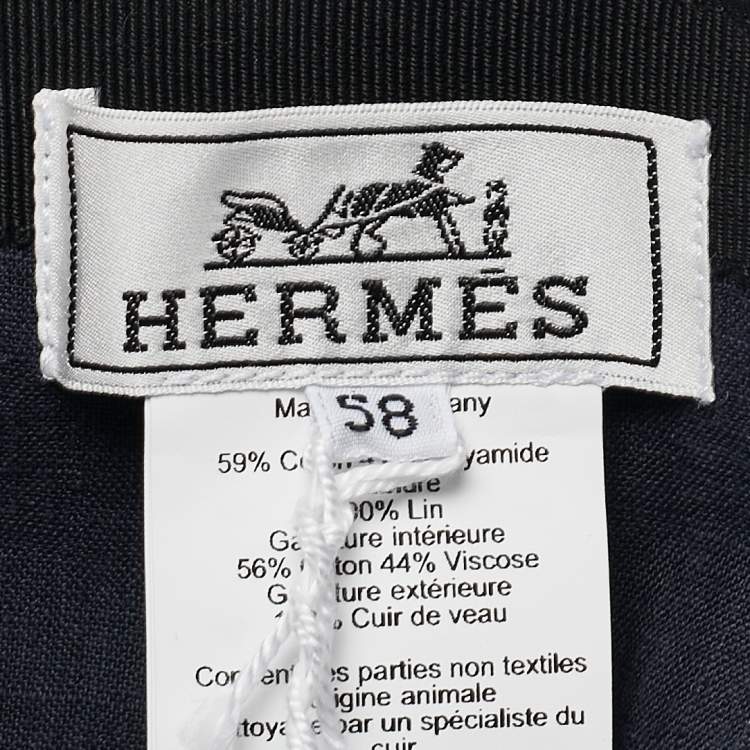 Pre Owned Hermès Black Cotton Blend Miles Robot Cap Size 58