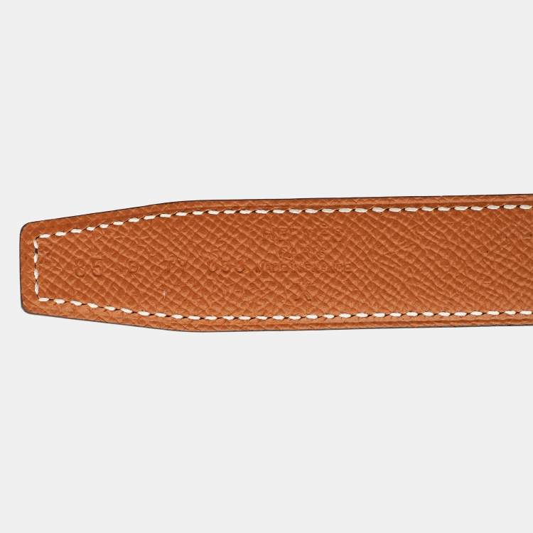 Pre Owned Hermès Noir/Gold Swift and Epsom Leather Constance Reversible Belt 85 CM