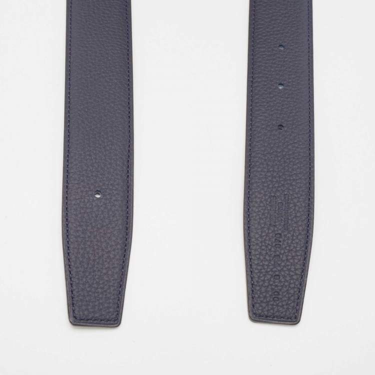 Pre Owned Hermes Bleu Nuit/Noir Togo and Box Leather Reversible Belt Strap 90 CM